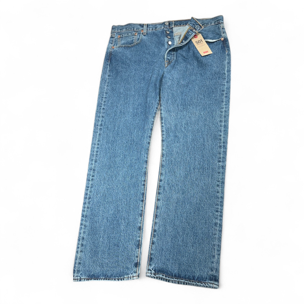 Levis 501 Jeans Mens 38x30 Blue Medium Wash Original Fit Straight Leg Button Fly